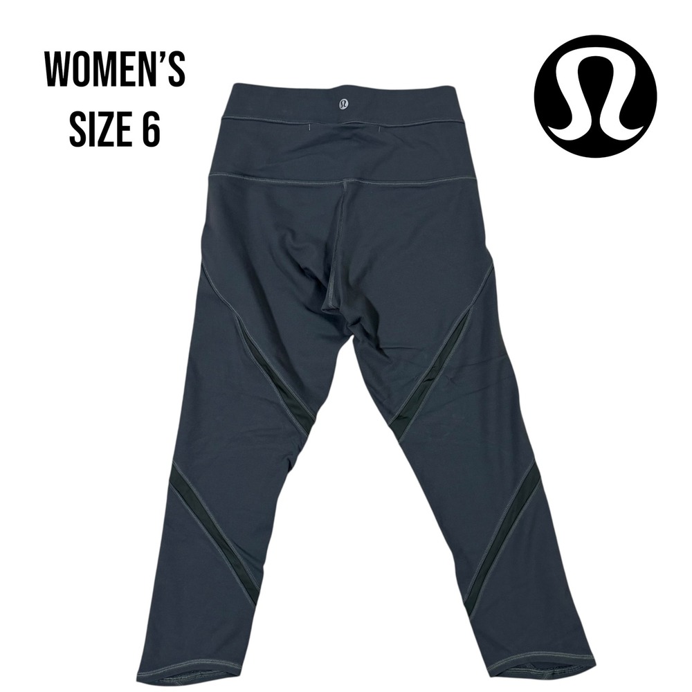 Lululemon Leggings Women's Size 6 Black Mesh Panel Running High Rise Athletic